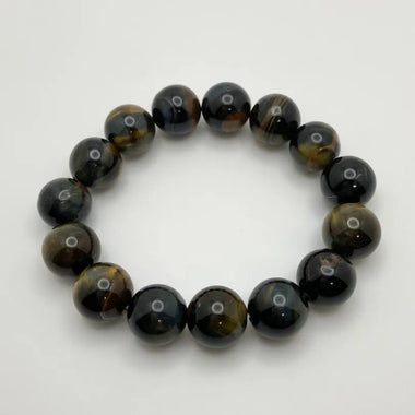 BLACK TIGER EYE BRACELET - 14MM