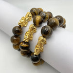 YELLOW TIGER EYE BRACELET W/ GOLD PLATED PIXIU - 14MM