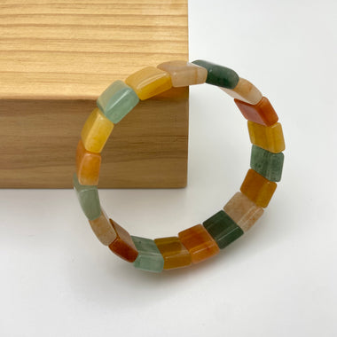 MIXED COLORED AGATE BANGLE (RECTANGLE)