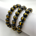 BLACK ONYX W/ GOLD LETTERING - 10MM